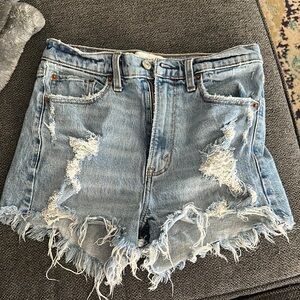 Abercrombie & Fitch Blue Jean Shorts Distressed High-Waisted